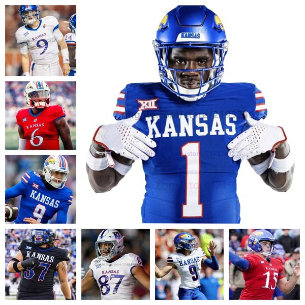 2023 American College Football Wear Kansas Jayhawks Football Jersey Kwinton Lassiter Jason Bean Jalon Daniels Torry Locklin Mikey Pauley Cole Ballard Ben Easters