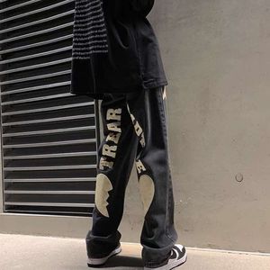 Pantalon rétro américain imprimé High Love pour hommes, tendance Hip-hop de rue, ample, droit, décontracté, Joker, jambes larges, Y2K, 2023