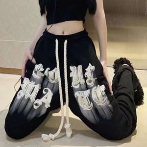 Pantalon droit à jambes larges pour femmes, tendance américaine rétro, impression de lettres, sport, Y2K, nouvelle rue, hip-hop, ample, décontracté, Joker, 2023