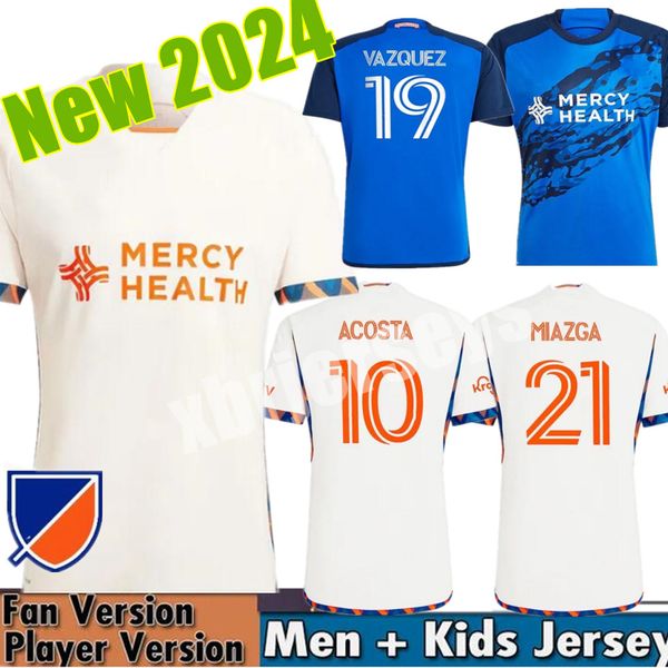 2023 y 2024 NUEVO CINCINNATI Major League Soccer Club Kids 'Camisa de fútbol 24 25 Boupendza Acosta Robinson Miazga Barreal Jugador de jugadores en casa y uniforme de visitante