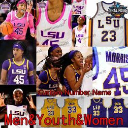 2023 Angel LSU Tigers Jersey de basket-ball pour femmes 2022 NCAAW AMANI BARTLET IZZY BESSELMAN CARSON REESE MEN JEUNES FEMMES JERES CUSTÉ