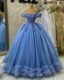 2023 April Aso Ebi Crystals Lace Prom Dress Ball Jurk luxueuze avond formeel feest tweede receptie verjaardag verlovingsjurken jurken jurken robe de soiree zj508