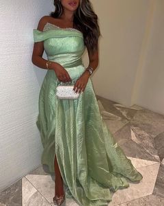 2023 April Aso Ebi Mint A-Line Prom-jurk kralen satijnavond formeel feest tweede receptie verjaardag verlovingsjurken jurken jurken robe de soiree zj5266