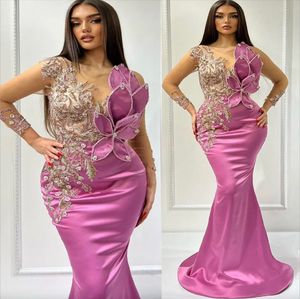 2023 Árabe Aso Ebi Cristales Sirena Vestidos de baile Encaje Con cuentas Noche Fiesta formal Segunda recepción Cumpleaños Vestidos de compromiso Vestido