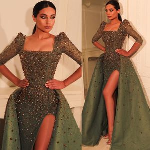 2023 Arabic Aso Ebi Luxurious Mermaid Prom Dresses Beaded Crystals Evening Formal Party Second Reception Birthday Engagement Gowns Dress ZJ744