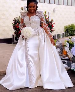 2023 arabe aso ebi sirène ivoire robe de mariée en dentelle perles perles vintage robes de mariée zj6066