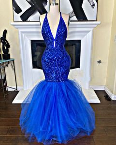 2023 Arabisch Aso Ebi Royal Blue Prom Dresses Mermaid Evening Formeel feest tweede receptie verjaardagsbetrokkenheid bruidsmeisje vestidos de noche femme gewaden