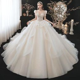 2023 arabe Vintage une ligne robes de mariée cristaux pure longue dentelle perlée perlée robe de bal robe de novia robe de mariée Dubaï luxe Robes De Mariee