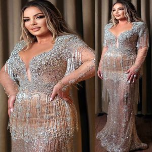 2023 août Aso Ebi Gold Mermaid Prom Dress Crystals Crystals Sexy Soirée Fête formelle Deuxième réception Robes de fiançailles d'anniversaire robe Robe de Soire ZJ7104