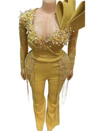 2023 August ASO ASO Gold Shelath Sumpsuits Prom Dress Crystals de cuentas Fiesta Forma Forma Segunda recepción Vestidos de compromiso de cumpleaños vestidos Robe de Soiree ZJ787