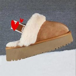2023 Australië Classic Slippers Nieuwe mini -platform Snow Boots Designer Woman Dick Bottom Ankle Warm Fur Boot Australian Fluffy Fuzz Muzy Tazz Slippers