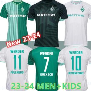 23 24 Werder Brême maillots de football spéciaux Marvin Ducksch Leonardo Bittencourt noir vert 2023 2024 FRIEDL PIEPER hommes chemises de football