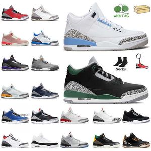 2023 Authentique 3 Chaussures de basket-ball pour hommes Jumpman 3 Hommes Baskets UNC Pine Green A Ma Maniere Varsity Royal Laser Orange Court Violet Noir CementJORDON JORDAB