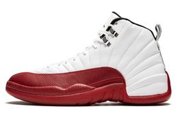 2023 Air Authentic 12s 12 Cherry Basketball Chaussures CT8013-116 Sneakers sportifs Trainers pour hommes blancs Varsity rouge avec boîte d'origine 7-13