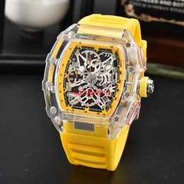 2023 Automatic motion 6-pin transparant R lichtgevende functie herenhorloge topmerk luxe horloge kristallen armband heren quartz WET