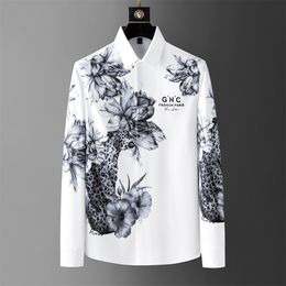 2023 Camicia da uomo con stampa floreale leopardata autunno 3D Camicie casual da uomo a maniche lunghe slim Camicie eleganti da banchetto d'affari di alta qualità