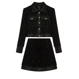 2023 Herfst- en winter high-end licht luxe kleine geurpak, vrouwelijke, mooie, high-end rok en kleine jurk tweedelig set jas