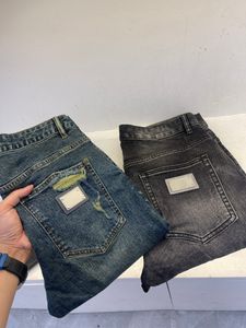 2023 automne et hiver dernier jean de créateur mode trou design beau jean crayon marque de luxe jean pour hommes de haute qualité
