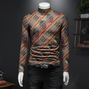 2023 herfst en winter heren nieuwe tops geborstelde T-shirts met lange mouwen lichte luxe modetrend business casual knappe botto2761