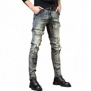 2023 Automne et hiver Nouveau classique Fi Vintage Ripped Patchwork Jeans Hommes Casual Confort Haute Qualité Stretch Petites jambes 42OA #