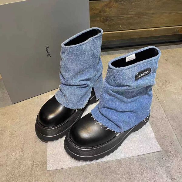 2023 Automne et hiver Nouvelle mode British Doll Tizer Boots Boots Boots épais Sole Chelsea Small Slim Boots 230811