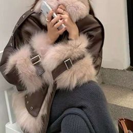 Haining-abrigo de piel de zorro de imitación para mujer, abrigo de piel con manga de murciélago, estilo juvenil, otoño e invierno, 2023, 590262