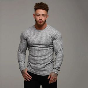 2023 Automne Mode Hommes Tshirt Pull Oneck Slim Fit Tricots Hommes À Manches Longues Pulls T-shirts Hommes Fitness Pull Homme 240124