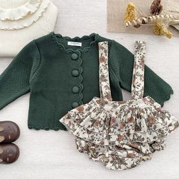 2023 ropa de niña otoño suéter para niños cuello redondo y gancho cárdigan vintage vintage sweater suave y suave