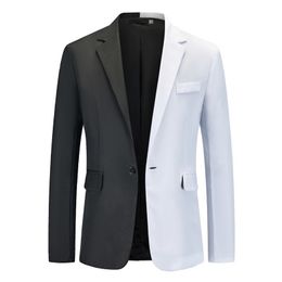 Manteau de costume de couleur dégradé, noir et blanc, Double coupe, veste d'affaires décontractée pour hommes, marié de mariage, automne 2023, 240311