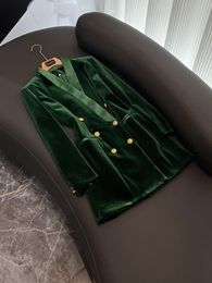 Robe à panneaux de couleur unie, vert, manches longues, boutons à revers crantés, Double boutonnage, robes décontractées, automne 2023, O3O071703