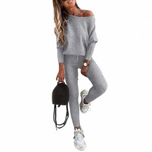 2023 Automne Tricoté Pyjama Ensemble Femmes Homewear Pyjamas Femmes Hiver Lounge Wear Set Dames Loungewear Home Suit e4QQ #