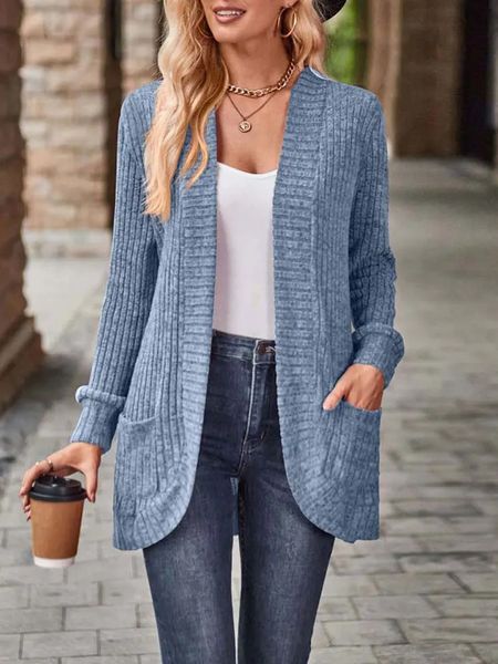 Cardigan Long pour femme, Kimono ample, mode dames, col en V, pull tricoté, automne 2023, 240109