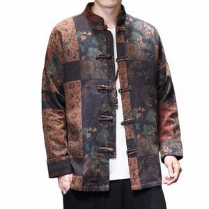 2023 Herfst Mannen Chinese Traditial Jacke Retro Tang Mannen Originele Print Jas Tang Pak Kung Fu Jassen Mannelijke Hanfu tops X5GO #