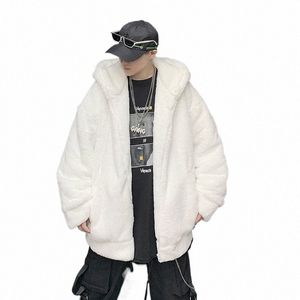 2023 Automne Hommes Manteau de fourrure Blanc Hommes Épaissie Chaud Manteaux de laine d'agneau Hiver Fausse fourrure Couleur unie Veste Hommes Casual Agneau Parkas K2j2 #