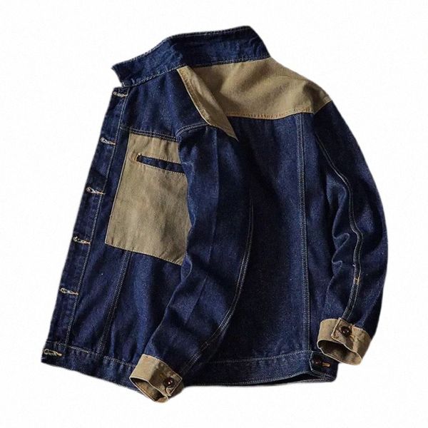 2023 Otoño Motor Denim Chaqueta Enemigo Hombres High Street Patchwork Vintage Chaqueta Masculina Clásico Baggy Multi-bolsillos Abrigos Hombres C8QM #