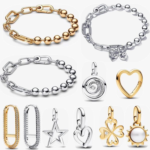 2023 Automne Nouvelles perles de charme Bracelets pour femmes Fiançailles Mariage Mode Boucle d'oreille Pendentif Designer Bijoux Cadeau DIY Fit Pandoras ME Coeur Papillon Bracelet Ensemble