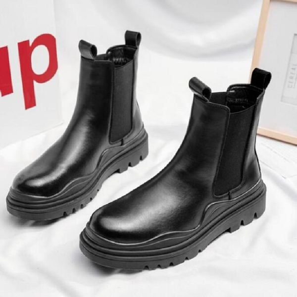 2023 otoño nuevas botas Chelsea para hombres negro verde amarillo botas zapatos de plataforma botines de moda invierno Slip-on zapatos de hombre 1AA50 1AA50