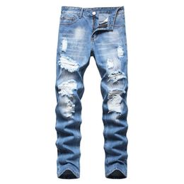 2023 Herfst Nieuwe Mode Retro Gat Jeans Mannen Broek Katoen Denim Broek Mannelijke Plus Size Hoge Kwaliteit Dropshipping Xfoxa