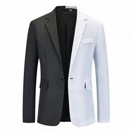 2023 otoño nuevo gradiente color traje abrigo blanco y negro doble ajuste busin traje casual chaqueta novio boda abrigo h3ii #
