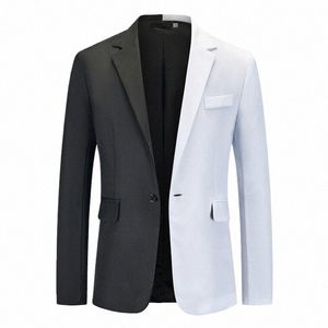 2023 Automne Nouveau Dégradé Couleur Costume Manteau Noir et Blanc Double Coupe Busin Costume Décontracté Veste Hommes Marié Manteau De Mariage H3Ii #