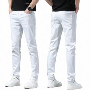 2023 Automne Nouveaux jeans pour hommes Blanc pur W Slim Fit Petits pieds Jeans Vêtements d'extérieur polyvalents pour hommes K5SF #