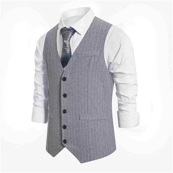 Gilet à simple boutonnage pour hommes, costume d'affaires décontracté à rayures, à la mode, Design classique, Slim Fit Vintage, automne 2023