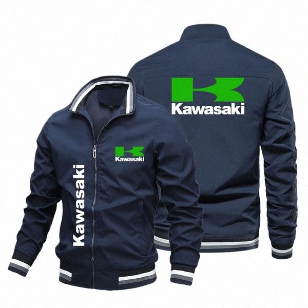 2023 Automne Nouveaux hommes Kawasaki Logo Imprimer Veste de moto Casual Fi Coupe-vent Biker Veste Racing Wear Hommes Vêtements I1Ls #