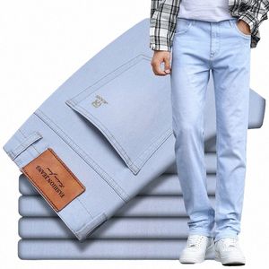 2023 Automne Nouveaux hommes Sky Blue Slim Stretch Jeans Style classique Fi Pantalon en denim décontracté Pantalon de marque masculine v3td #