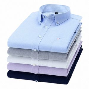 2023 Herfst Pure Cott Shirts Voor Mannen Casual Solid Gestreept Shirt Lg Mouw Leisure Oxford Dikke Kleding Heren P0h4 #