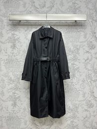 Trench-Coat à ceinture kaki pur, manches longues, boutons à revers crantés, vêtements d'extérieur longs, printemps 2024, WS4M15