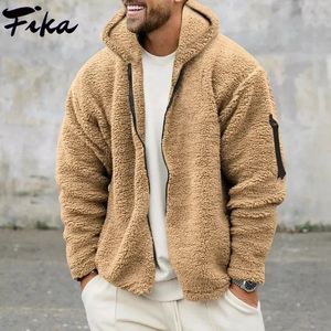 2023 Herfst Winter Casual Losse Fleece Jassen Voor Mannen Pluizige Jassen Vintage Rits Capuchon Heren Dikke Warme Jas streetwear 240122