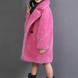 2023 Otoño Invierno Niños Faux Sheep Shearing Coat Kids Girl Grueso Casual Chaqueta Teen Fur Warm Outerwear V40 231220