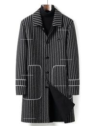 Manteau en laine Double face pour hommes et femmes, Design mi-long, à carreaux, Vintage britannique, automne/hiver 2023