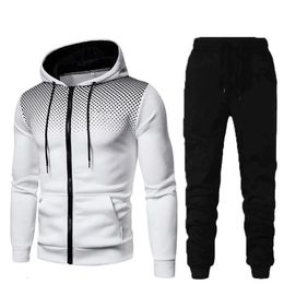 2023 Autumn Winter Fashion zipper Hoodie Lange broek Set Men S Warme Leisure Fitness and Sports 2 -Piece 231220